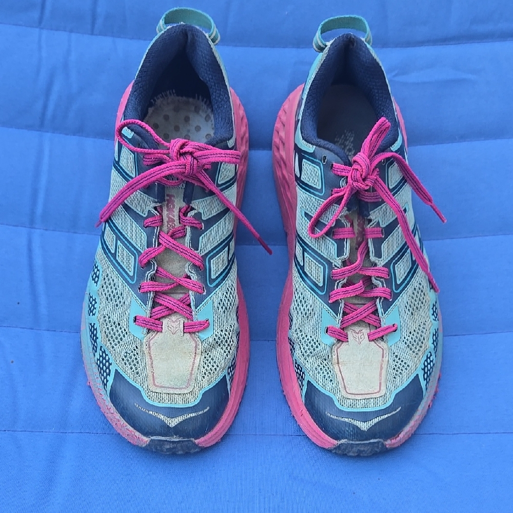 Hoka Athletic Shoes in Blue and Pink